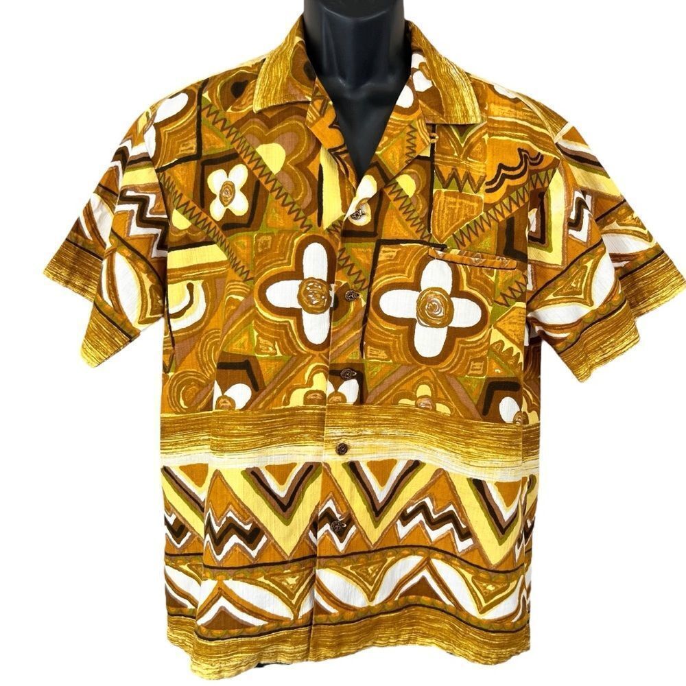 Vintage 60’s Kamehameha Hawaii Floral Abstract Hawaiin Shirt